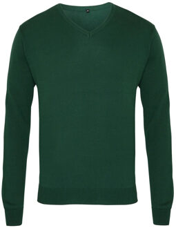 Premier Heren gebreide v hals sweater top Groen