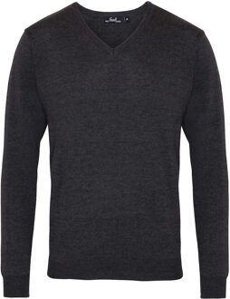 Premier Heren gebreide v hals sweater top Houtskool