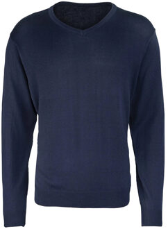 Premier Heren gebreide v hals sweater top Navy
