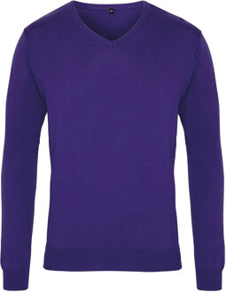 Premier Heren gebreide v hals sweater top Paars