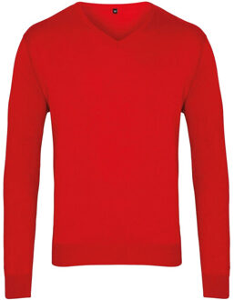 Premier Heren gebreide v hals sweater top Rood - M