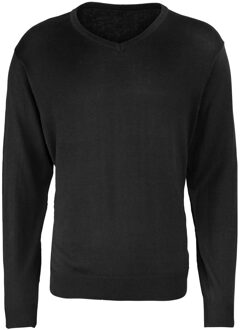 Premier Heren gebreide v hals sweater top Zwart