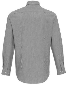 Premier Heren Gestreept Oxford Overhemd Met Lange Mouwen (Wit/Grijs) - 3XL
