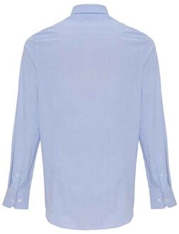 Premier Heren Gestreept Oxford Overhemd Met Lange Mouwen (Wit/Oxford Blauw) Wit/Blauw