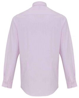 Premier Heren Gestreept Oxford Overhemd Met Lange Mouwen (Wit/Roze) - maat