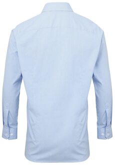 Premier Heren gingham micro geruit overhemd met lange mouwen Blauw en wit