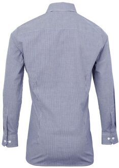Premier Heren Gingham overhemd met lange mouwen (Marine / Wit) Navy - S