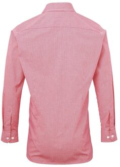 Premier Heren Gingham overhemd met lange mouwen (Rood/Wit) - 2XL