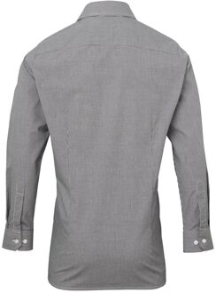 Premier Heren Gingham overhemd met lange mouwen (Zwart/Wit) - 3XL