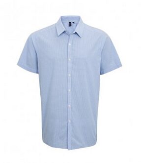 Premier Heren Gingham Shirt met korte mouwen (Lichtblauw/Wit) Blauw en wit - XS