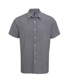 Premier Heren Gingham Shirt met korte mouwen (Zwart/Wit) - XL