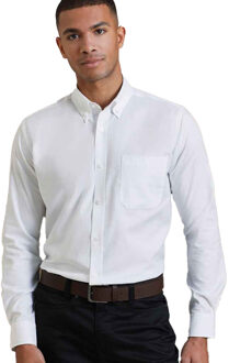 Premier Heren handtekening Oxford Lange Mouwen Werk Shirt (Wit) - maat 15N