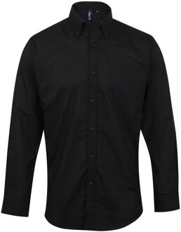 Premier Heren handtekening Oxford Lange Mouwen Werk Shirt (Zwart) - maat 18N