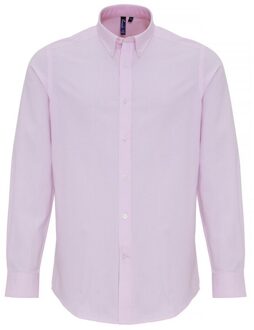 Premier Heren Katoen Rijke Oxford Stripe Shirt (Wit/Roze) Roze en wit - M
