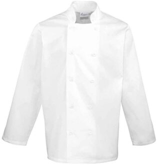 Premier Heren koksjas met lange mouwen (Wit) - 5XL