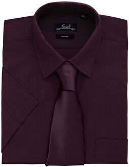 Premier Heren Korte Mouw Formele Poplin Gewoon Werk Shirt (Aubergine) Paars