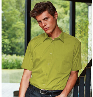 Premier Heren Korte Mouw Formele Poplin Gewoon Werk Shirt (Kalk) - maat 16N Limoengroen