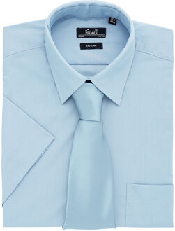 Premier Heren Korte Mouw Formele Poplin Gewoon Werk Shirt (Lichtblauw) - 17.5N