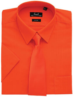 Premier Heren Korte Mouw Formele Poplin Gewoon Werk Shirt (Oranje) - 16N