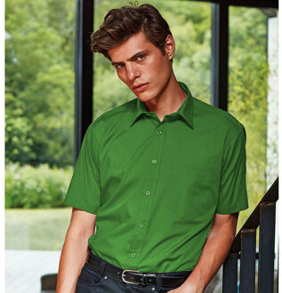 Premier Heren Korte Mouw Formele Poplin Gewoon Werk Shirt (Smaragd) - 15N