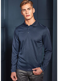 Premier Heren Lange Mouw Coolchecker Pique Polo Shirt (Marine) Navy