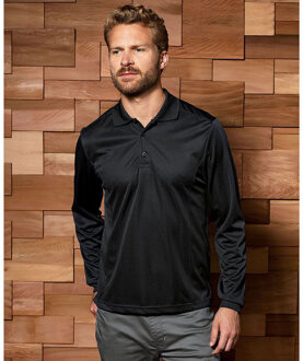 Premier Heren Lange Mouw Coolchecker Pique Polo Shirt (Zwart) - XL