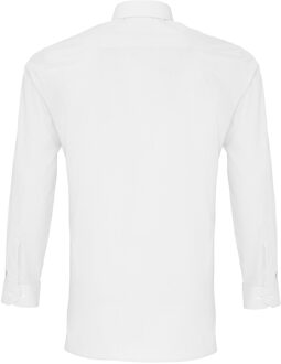 Premier Heren Lange Mouwen Gepast Poplin Werkoverhemd (Wit) - maat