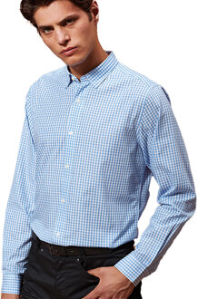 Premier Heren Maxton Check Shirt met lange mouwen (Lichtblauw/Wit) - maat S Blauw en wit