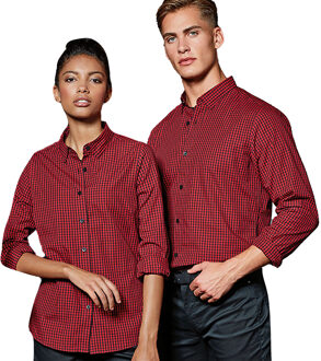 Premier Heren Maxton Check Shirt met lange mouwen (Zwart/Rood) - maat M