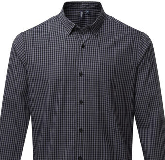 Premier Heren maxton geruit overhemd met lange mouwen Blauw/Donkergrijs
