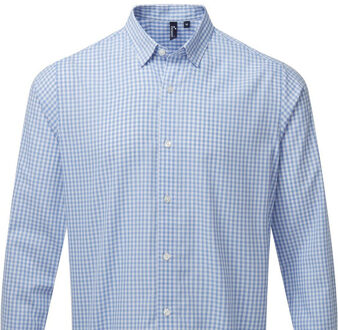 Premier Heren maxton geruit overhemd met lange mouwen Blauw en wit