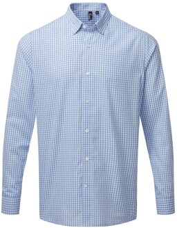 Premier Heren Maxton Geruit Overhemd Met Lange Mouwen (Lichtblauw/Wit) Blauw en wit