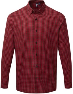 Premier Heren Maxton Geruit Overhemd Met Lange Mouwen (Zwart/Rood) - XL