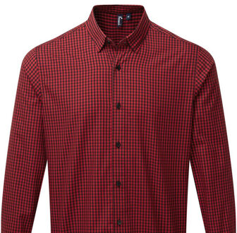 Premier Heren maxton geruit overhemd met lange mouwen Zwart/rood