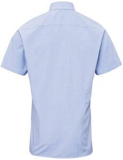 Premier Heren micro gingham geruit katoenen overhemd met korte mouwen Blauw en wit