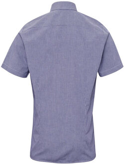 Premier Heren micro gingham geruit katoenen overhemd met korte mouwen Navy