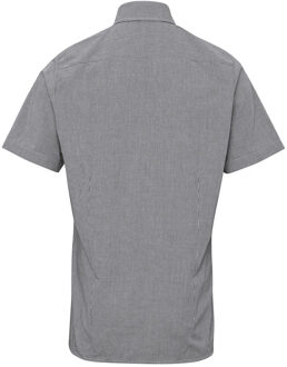 Premier Heren micro gingham geruit katoenen overhemd met korte mouwen Zwart
