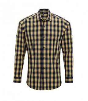 Premier Heren Mulligan Check shirt met lange mouwen (Kameel/Zwaar) Camel - 3XL
