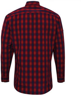 Premier Heren mulligan geruit katoenen overhemd met lange mouwen Blauw en rood