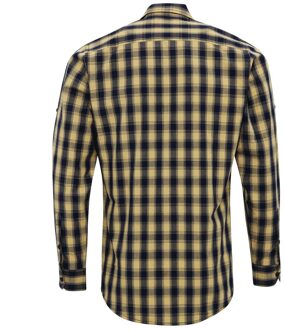 Premier Heren mulligan geruit katoenen overhemd met lange mouwen Camel