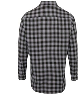 Premier Heren mulligan geruit katoenen overhemd met lange mouwen Donkergrijs