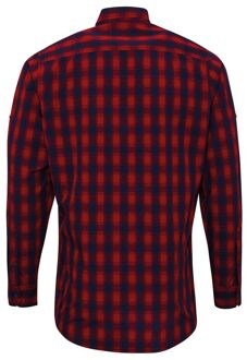 Premier Heren Mulligan geruit katoenen overhemd met lange mouwen (Rood/Zwaar) Blauw en rood - S