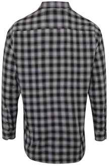 Premier Heren Mulligan geruit katoenen overhemd met lange mouwen (Staal/Zwart) Blauw/Donkergrijs - 2XL