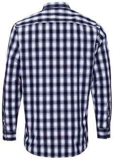 Premier Heren Mulligan geruit katoenen overhemd met lange mouwen (Wit/Zwaar) Wit/Navy