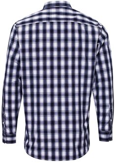 Premier Heren mulligan geruit katoenen overhemd met lange mouwen Wit