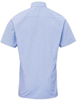 Premier Heren overhemd met korte mouwen in geruit katoen (Lichtblauw/Wit) Blauw en wit - XS