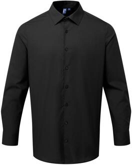 Premier Heren Popeline Formeel Overhemd Met Lange Mouwen (Zwart) - 2XL