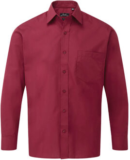 Premier Heren popeline overhemd met lange mouwen Bourgogne