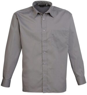 Premier Heren Popeline Overhemd Met Lange Mouwen (Donkergrijs) - 14.5 inch