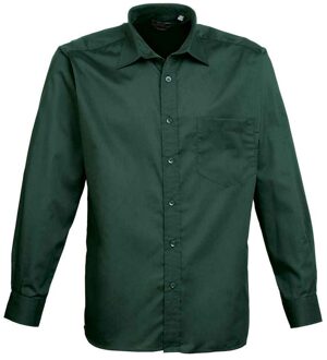 Premier Heren Popeline Overhemd Met Lange Mouwen (Fles groen) - 17 inch